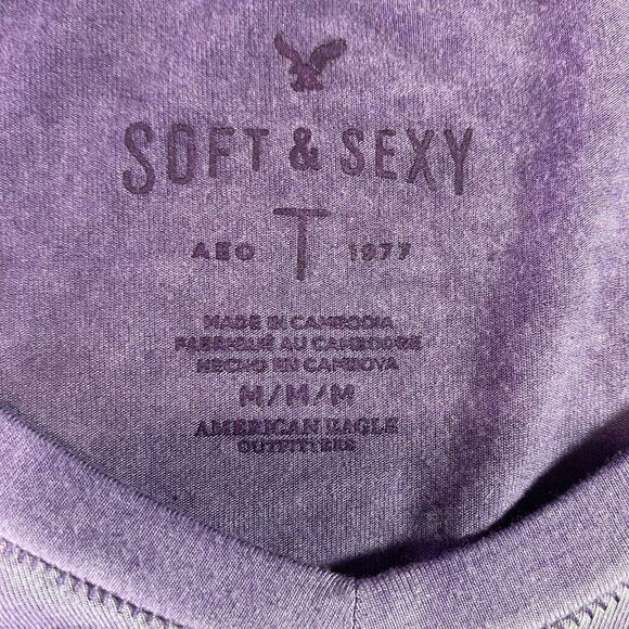 AMERICAN EAGLE Soft & Sexy V-Neck Long Sleeve T Shirt Stretch Womens M Purple - Picture 4 of 7